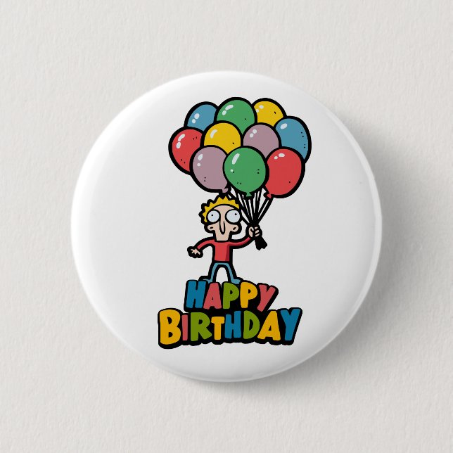 Bóton Redondo 5.08cm Balões de Aniversário (Frente)