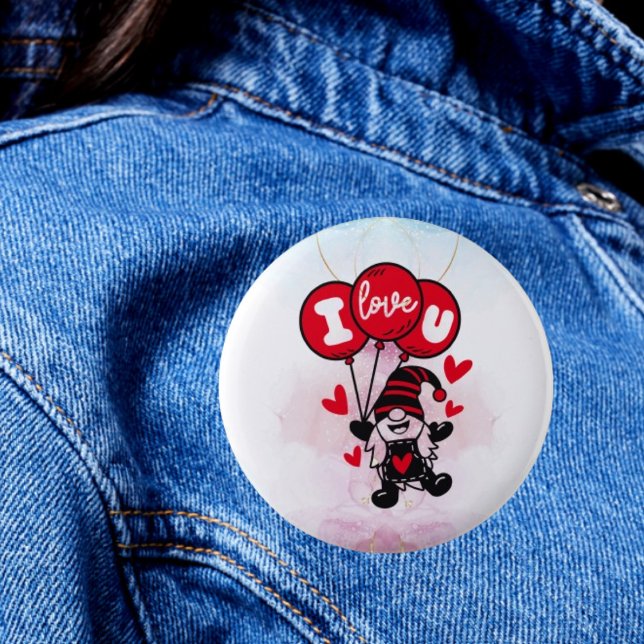 Bóton Redondo 5.08cm Balões do Amor: Eu Te Amo Botão (Criador carregado)