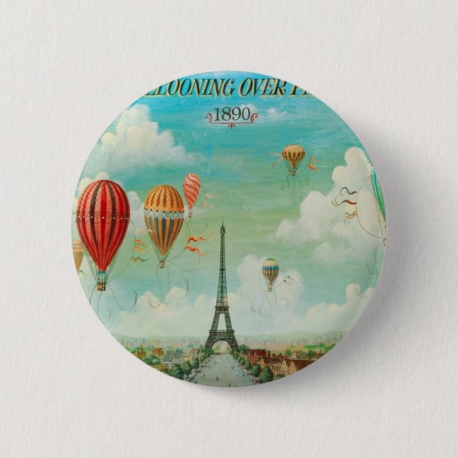 Bóton Redondo 5.08cm Balonismo sobre Paris (Frente)