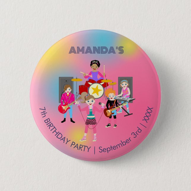 Bóton Redondo 5.08cm Banda das garotas de música (Frente)