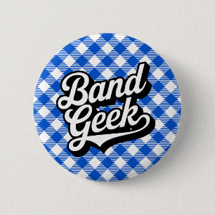Bóton Redondo 5.08cm Banda Marcial Azul Real Retro Xadrez Geek