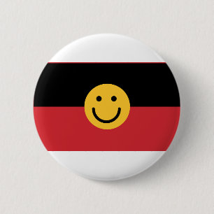 Bóton Redondo 5.08cm Bandeira aborígene australiana com rosto de sorris