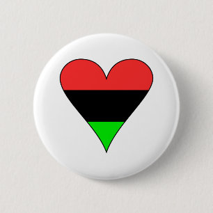 Bóton Redondo 5.08cm Bandeira Afro-Americana em forma de Coração