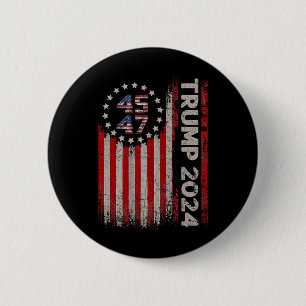 Bóton Redondo 5.08cm Bandeira Americana 47 Trump 2024