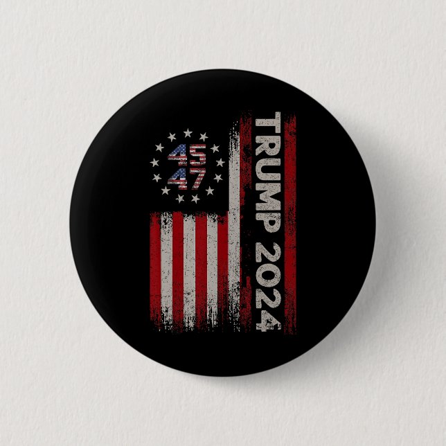 Bóton Redondo 5.08cm Bandeira Americana 47 Trump 2024 (Frente)