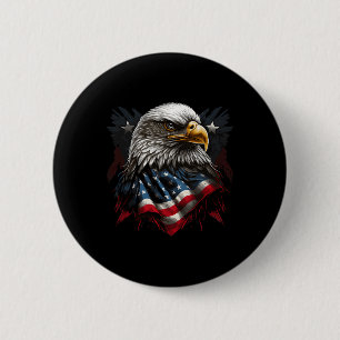 Bóton Redondo 5.08cm Bandeira Americana Águia 4 De Julho Dia Da Indepen