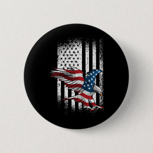 Bóton Redondo 5.08cm Bandeira Americana Águia 4 De Julho Dia Da Indepen