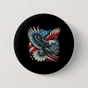 Bóton Redondo 5.08cm Bandeira Americana Águia Careca 4 De Julho Usa Pat