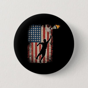 Bóton Redondo 5.08cm Bandeira Americana Arte de Peteca de Badminton Esp