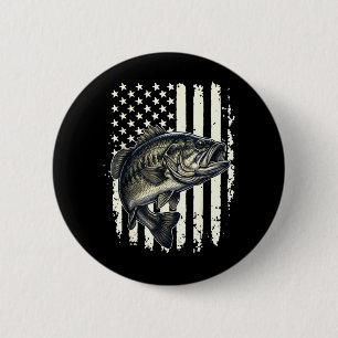 Bóton Redondo 5.08cm Bandeira Americana Bass Fish Pesca Pescador Menino