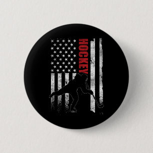 Bóton Redondo 5.08cm Bandeira Americana de Hóquei no Gelo Vintage Jogad