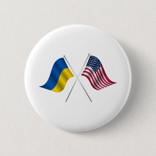 Bóton Redondo 5.08cm Bandeira americana e bandeira ucraniana