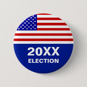 Bóton Redondo 5.08cm bandeira americana e botão de texto de eleição edi