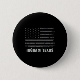 Bóton Redondo 5.08cm Bandeira Americana Ingram, Texas Usa Lembrança Pat