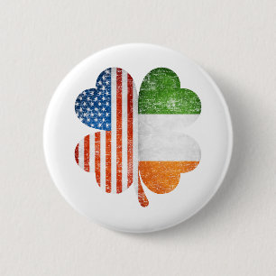 Bóton Redondo 5.08cm Bandeira americana irlandesa trevo EUA Irlanda