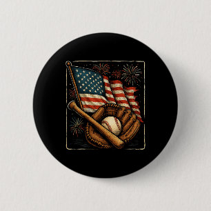 Bóton Redondo 5.08cm Bandeira Americana Jogador de Beisebol Receptor Ar