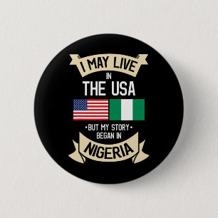 Bóton Redondo 5.08cm Bandeira Americana Nigeria Presentes Raízes Nigeri