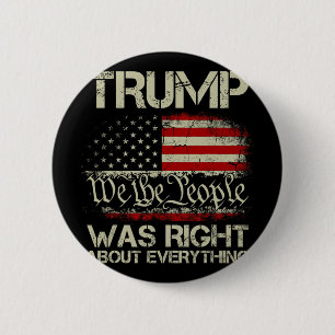 Bóton Redondo 5.08cm Bandeira Americana Vintage EUA Trump Estava Certo 