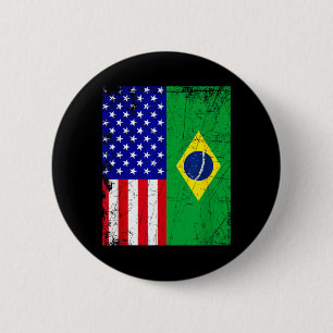 Bóton Redondo 5.08cm Bandeira Americano Brasileira _ Metade Brasil Meta