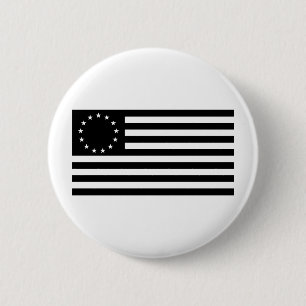 Bóton Redondo 5.08cm Bandeira Betsy Ross, Arte de Linha Preta