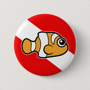 Bóton Redondo 5.08cm Bandeira bonito do mergulho de Clownfish dos