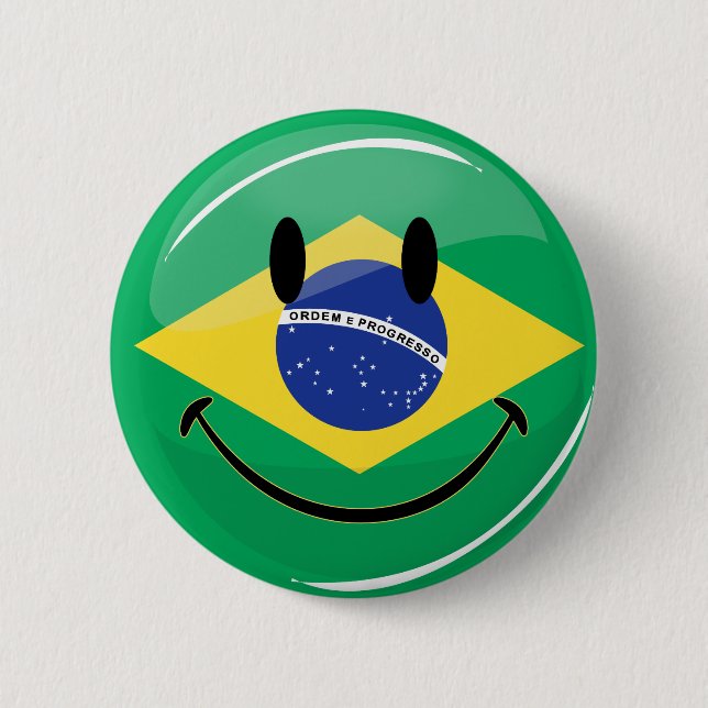 Bóton Redondo 5.08cm Bandeira brasileira de sorriso (Frente)