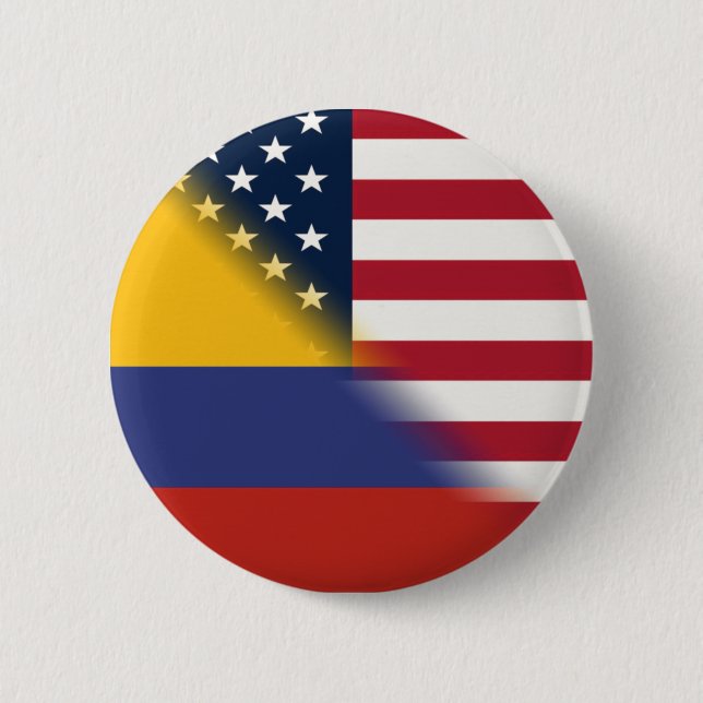 Bóton Redondo 5.08cm Bandeira Colombiana Americana | Half Colombia USA (Frente)