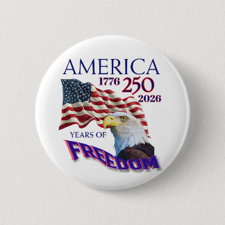 Bóton Redondo 5.08cm Bandeira da América 250 Anos de Liberdade com Águi