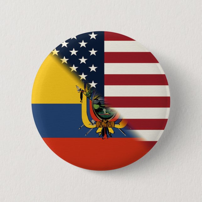 Bóton Redondo 5.08cm Bandeira da América do Equador | Half Equador EUA (Frente)