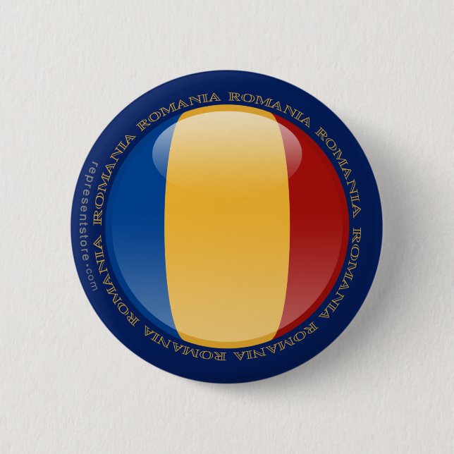 Bóton Redondo 5.08cm Bandeira da bolha de Romania (Frente)