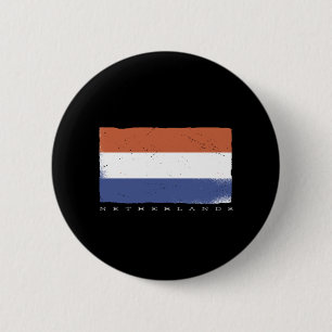 Bóton Redondo 5.08cm Bandeira da Holanda com texto Países Baixos