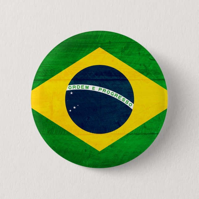 Bóton Redondo 5.08cm Bandeira da madeira de Brasil (Frente)