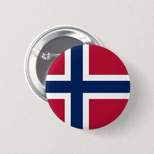 Bóton Redondo 5.08cm Bandeira da Noruega (Frente & Verso)