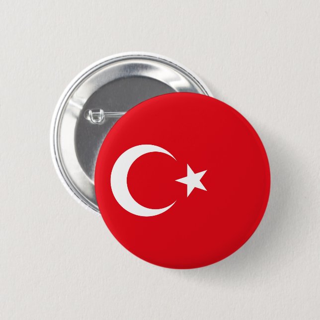 Bóton Redondo 5.08cm Bandeira da Turquia (Frente & Verso)