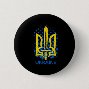 Bóton Redondo 5.08cm Bandeira da Ucrânia - Eu Estou Com a Ucrânia Bande