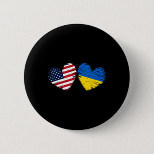 Bóton Redondo 5.08cm Bandeira da Ucrânia EUA Coração Dia dos Namorados