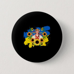 Bóton Redondo 5.08cm Bandeira da Ucrânia Floral Mulher Coração Mãos Apo