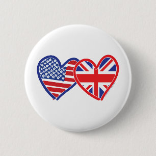 Bóton Redondo 5.08cm bandeira da Union Jack Flat EUA