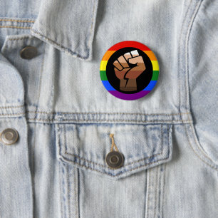 Bóton Redondo 5.08cm Bandeira das pessoas queer do SlipperyJoe punho le