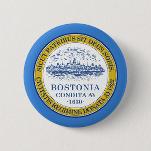 Bóton Redondo 5.08cm Bandeira de Boston, Botão de Pinback de Massachus