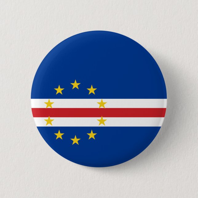 Bóton Redondo 5.08cm Bandeira de Cabo Verde - Botão Pin Cabo-Verdiano (Frente)
