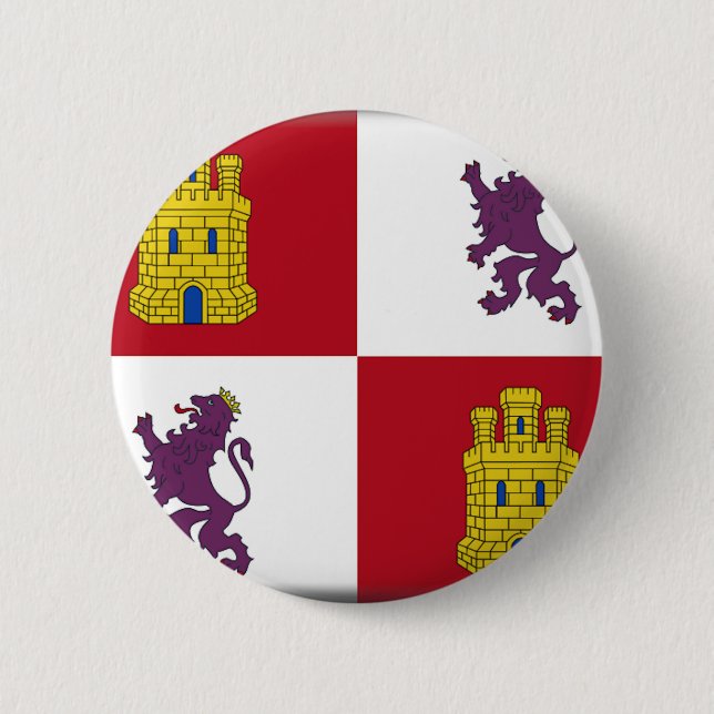 Bóton Redondo 5.08cm Bandeira de Castilla y Leon (espanha) (Frente)
