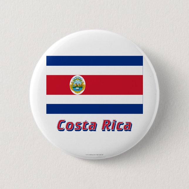 Bóton Redondo 5.08cm Bandeira de Costa Rica com nome (Frente)