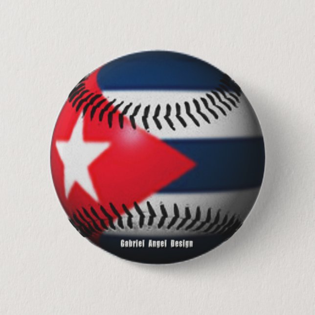 Bóton Redondo 5.08cm Bandeira de Cuba num Baseball (Frente)