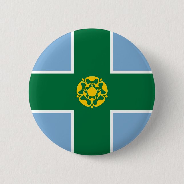 Bóton Redondo 5.08cm Bandeira de Derbyshire Pinback Button (Frente)