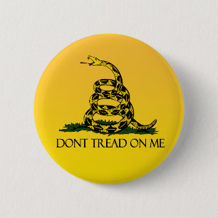 Bóton Redondo 5.08cm Bandeira de Gadsden, fundo amarelo