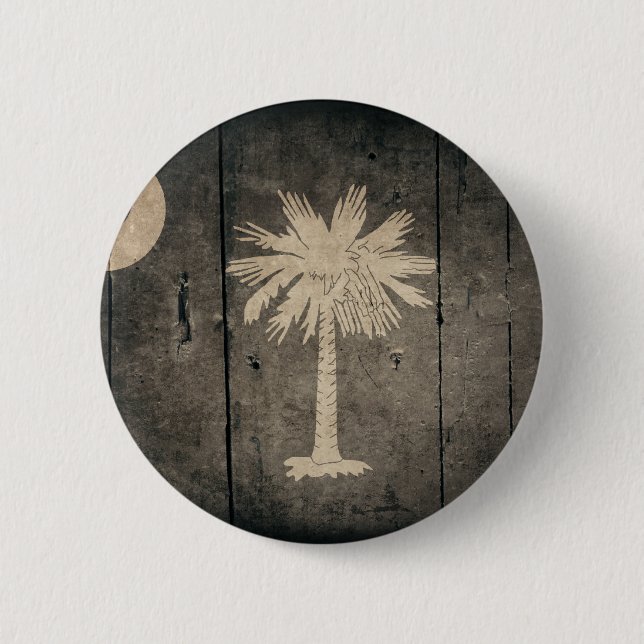 Bóton Redondo 5.08cm Bandeira de madeira áspera de South Carolina (Frente)