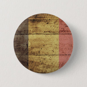 Bóton Redondo 5.08cm Bandeira de madeira velha de Bélgica