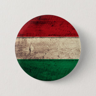 Bóton Redondo 5.08cm Bandeira de madeira velha de Hungria