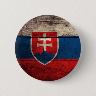 Bóton Redondo 5.08cm Bandeira de madeira velha de Slovakia
